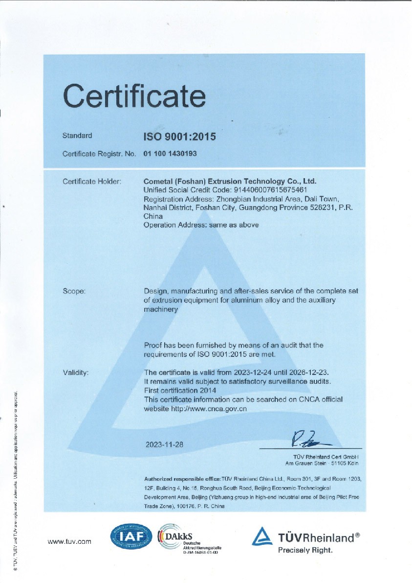 ISO 9001:2015 Quality Management System Certification